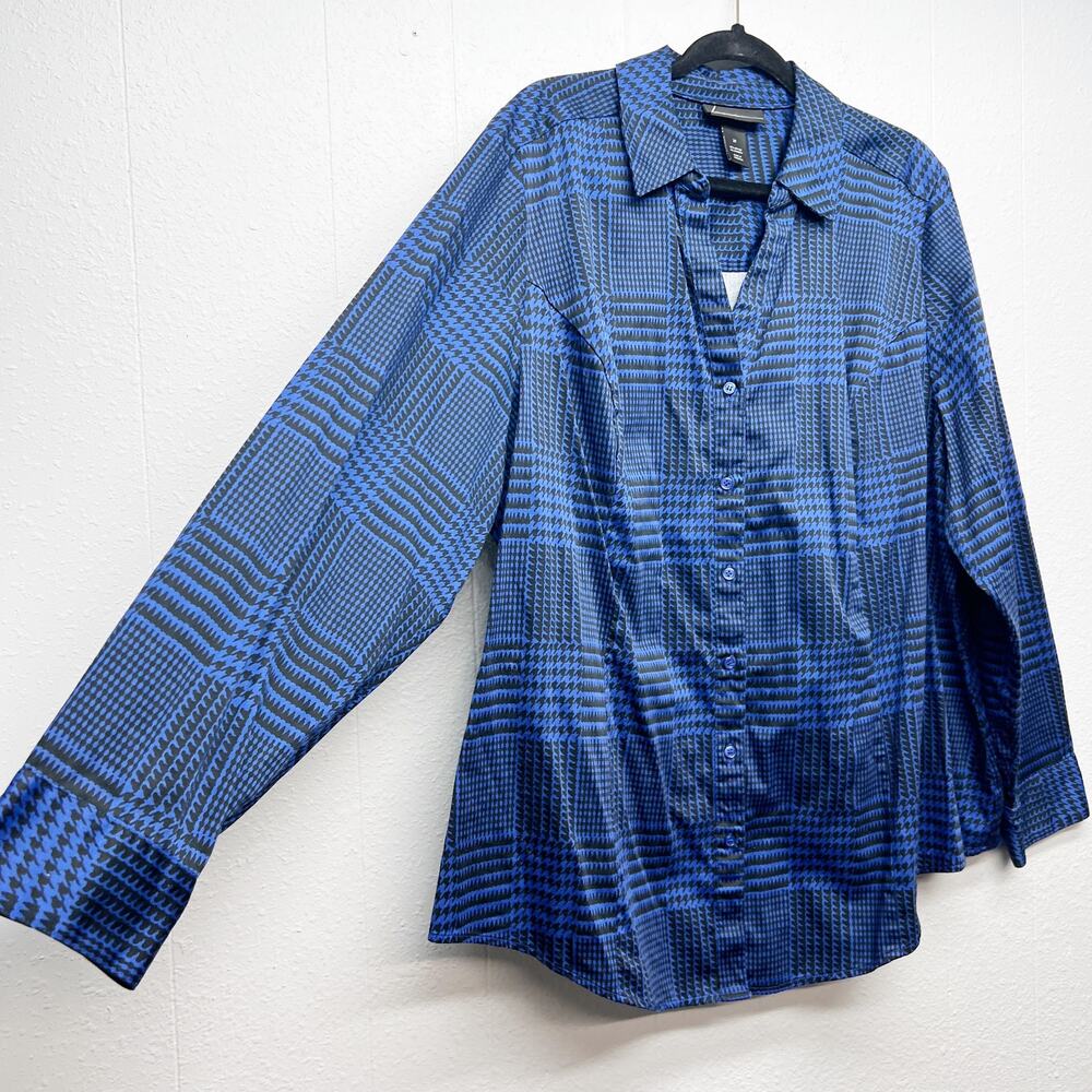 Lane Bryant Plaid Blue Shirt Womens 28 Career Business Casual Workwear Office - Picture 5 of 11